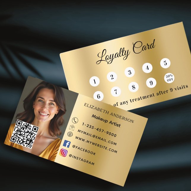 Gold photo business QR code loyalty card (Creator Uploaded)