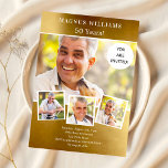 Gold photo collage birthday invitation<br><div class="desc">Create your own unique photo collage. Use four,  4 of your favorite photos. Personalize and add a name and party details. A faux gold looking background,  white text.</div>