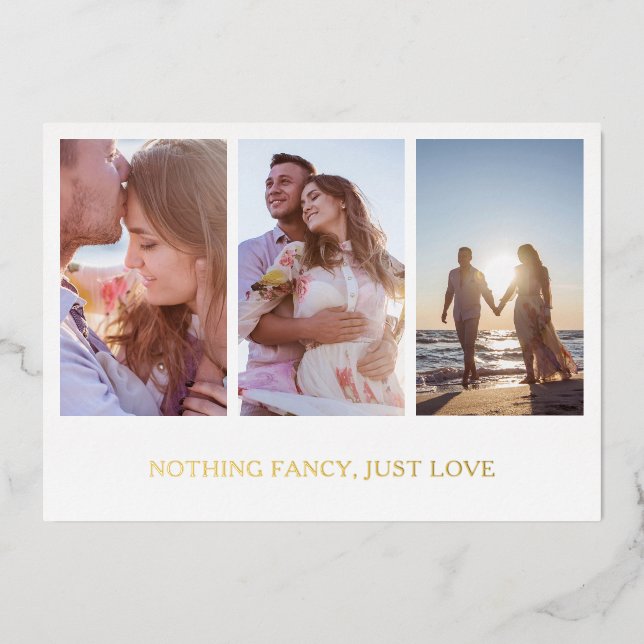  Gold Photo Collage Elegant Wedding Reception Foil Invitation (Front)