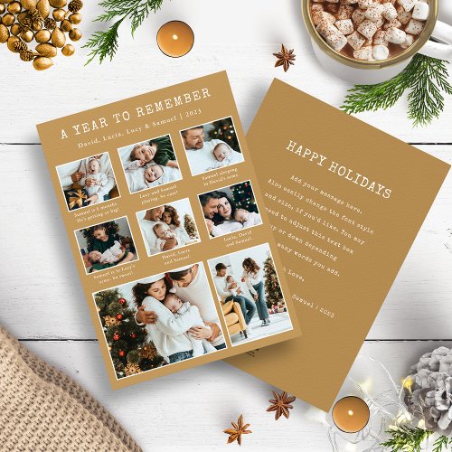 Gold Photo Collage Modern Holiday Card
