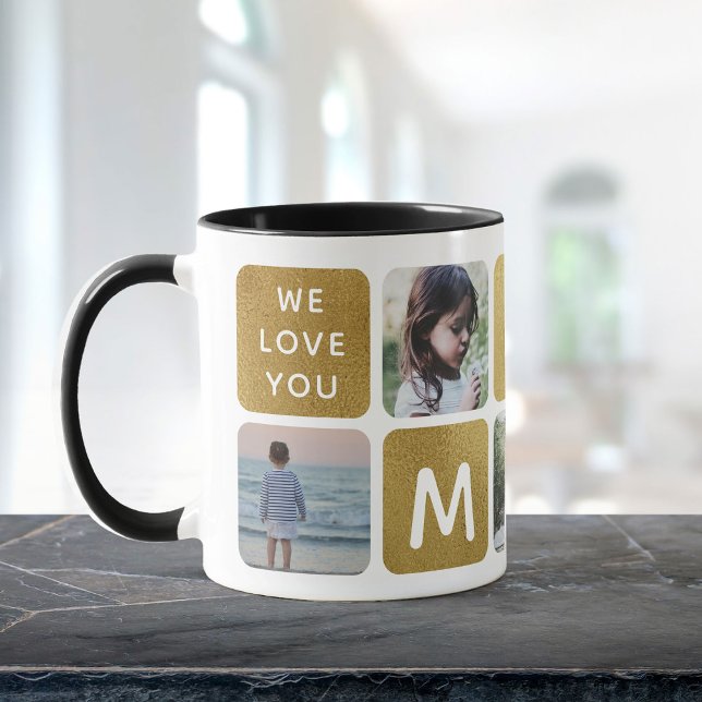 Gold Photo Collage Mom Instagram Mother's Day Mug (Creator Uploaded)