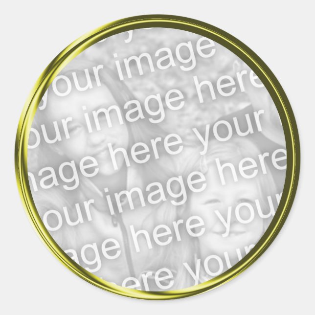 gold photo frame classic round sticker (Front)