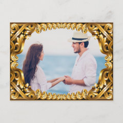 Gold Photo Frame Engagement Announcement Postcard