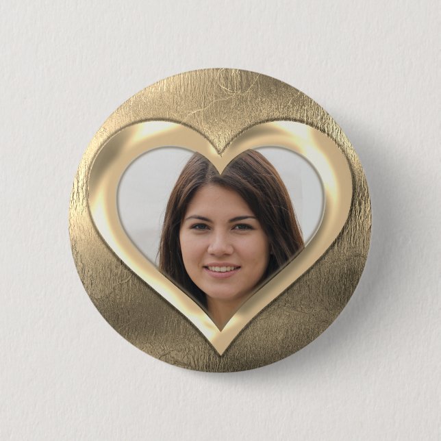 Gold Photo Frame Heart Button (Front)