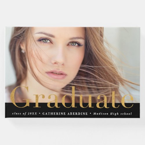 Gold photo graduate graduation celebration party guest book