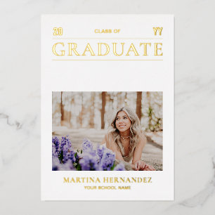 Gold Photo Graduation Announcement Card