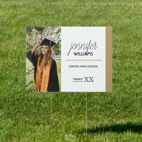 Gold Photo Graduation Yard Sign