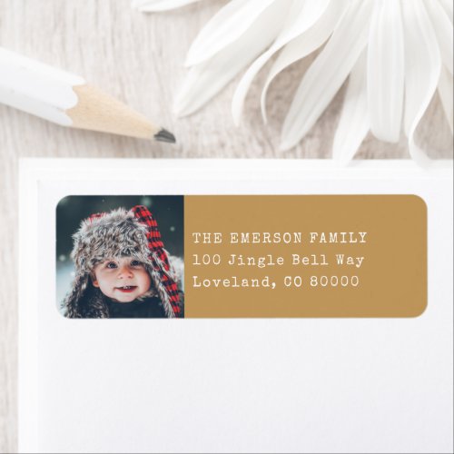 Gold Photo Holiday Return Address Label