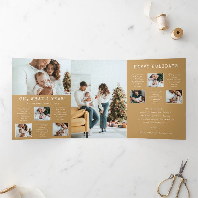 Gold Photo Holiday Trifold Card (Inside)