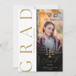 Gold Photo Law School Graduation Announcement