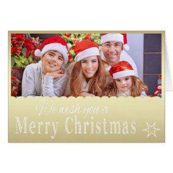 Gold Photo Merry Christmas Card by ChristmasBellsRing at Zazzle