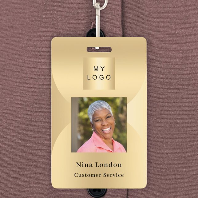 Gold photo name arch QR code business logo Badge (Creator Uploaded)