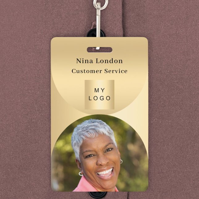 Gold photo name arch QR code business logo Badge (Creator Uploaded)