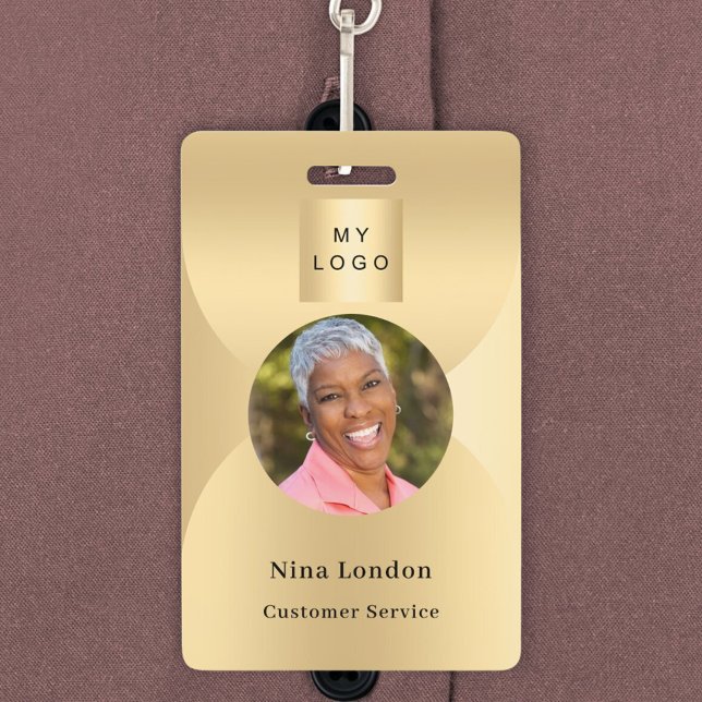 Gold photo name arch QR code business logo Badge (Creator Uploaded)