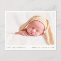 Gold Photo New Baby Boy Girl Birth Announcement Postcard