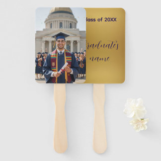 Gold Photo Personalized Graduation Fan