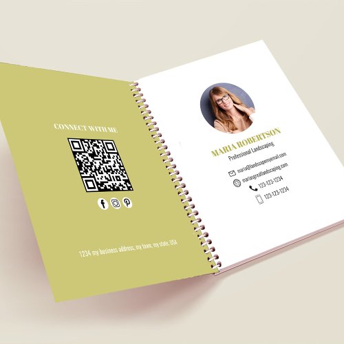 Gold Photo Professional Business QR Code  Notebook
