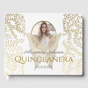 Gold Photo Quinceanera Birthday Guest Book