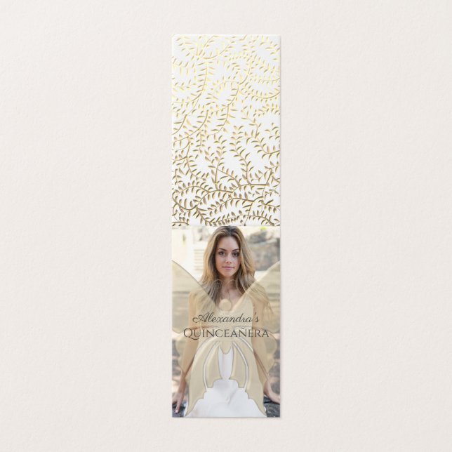 Gold Photo Quinceanera Birthday Invitation (Outside Unfolded)