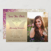 Gold Photo Quinceanera Save The Date (Front/Back)