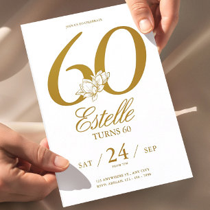 Gold Photo Save The Date 60th Birthday Invitation
