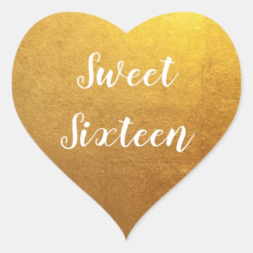 Gold Photo Sweet Sixteen Heart Sticker