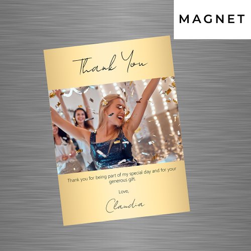 Gold photo thank you magnet card