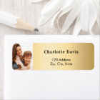 Gold photo wedding return address