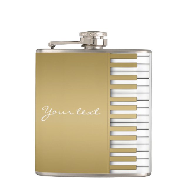 Gold Piano Keyboard Music Flask (Front)