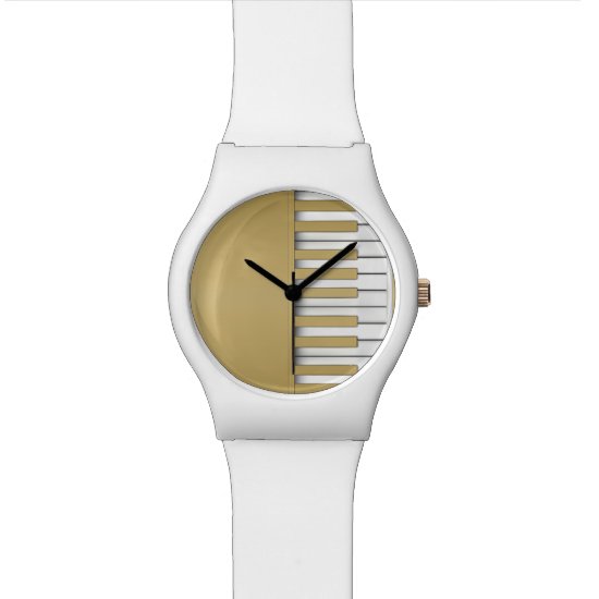 Gold Piano Keyboard Music Wrist Watch