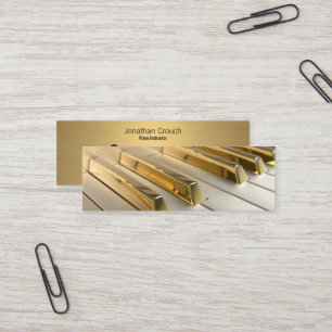 gold piano keys instructor business card