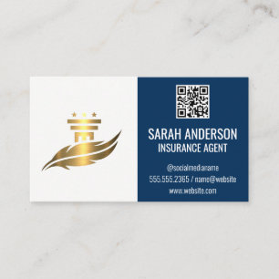 Gold Pillar Feather Logo   QR Scan Code Business Card