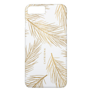Gold Pine Needles Modern Personalized iPhone Case