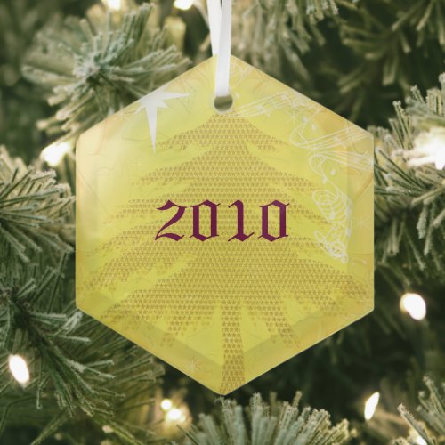 Gold Pine Tree 2010 Christmas Ornament