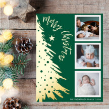 Gold Pine Tree 3 Photo Collage Christmas