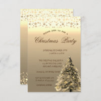 Gold Pine Tree,Dots  Corporate Christmas Party Invitation