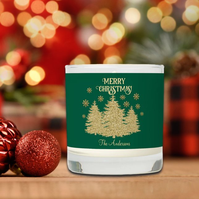 Gold Pine Trees Gold Snowflakes Scented Candle (Creator Uploaded)