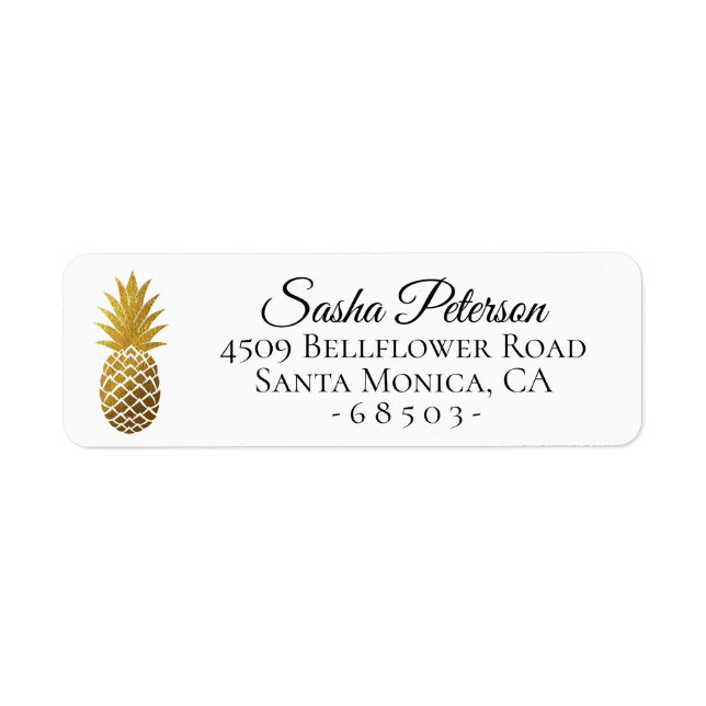 Gold Pineapple Address Label (Front)