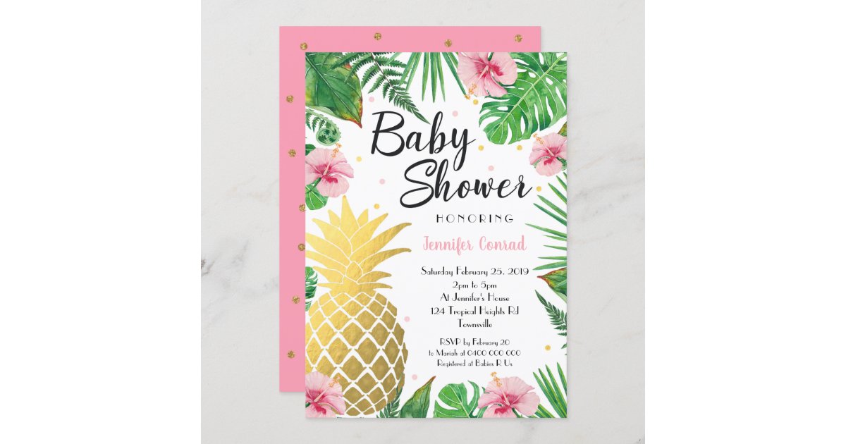 Gold Pineapple Baby Shower Invitation, Tropical Invitation | Zazzle