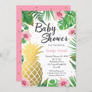Gold Pineapple Baby Shower Invitation, Tropical Invitation