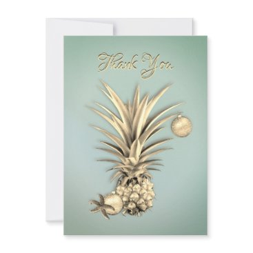 Gold Pineapple Custom Flat Thank You Holiday Card Gold Pineapple Custom Flat Thank You Holiday Card