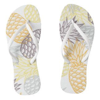 Gold pineapple flip flops