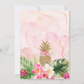 Gold Pineapple Floral Tropical Bridal Shower Invitation (Back)