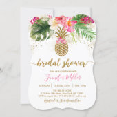 Gold Pineapple Floral Tropical Bridal Shower Invitation (Front)