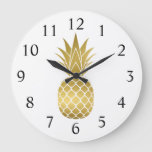 Gold Pineapple Large Clock at Zazzle