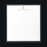 Gold Pineapple Logo Black Frame Notepad<br><div class="desc">Elegant faux gold foil pineapple logo design with black frame,  personalized with name,  notepad.  Text font style and color can be customized.</div>