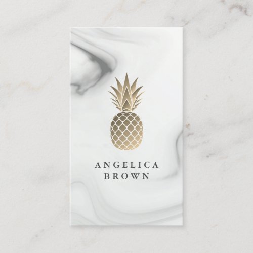 Gold Pineapple Marble Pattern Business Card