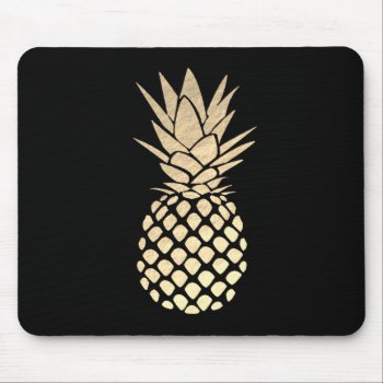 Gold Pineapple On Black Mouse Pad by paesaggi at Zazzle