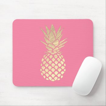 Gold Pineapple On Hot Pink Mouse Pad by paesaggi at Zazzle