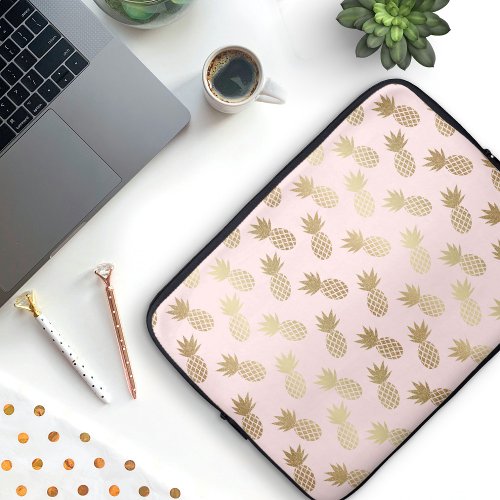 Gold Pineapple Pattern Laptop Sleeve